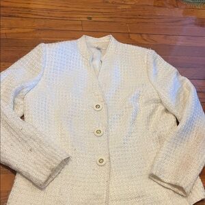 JM Collection Textured Cream Blazer